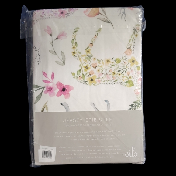 Oilo Fawn Jersey Crib Sheet- Blush - Picture 9 of 9